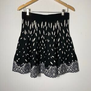 Womens Icelandic Designs Wool A-Line Skirt, Black, Patterned, size M, EUC!